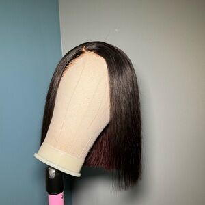 Sleek Black and Red Ombre Hair Wig